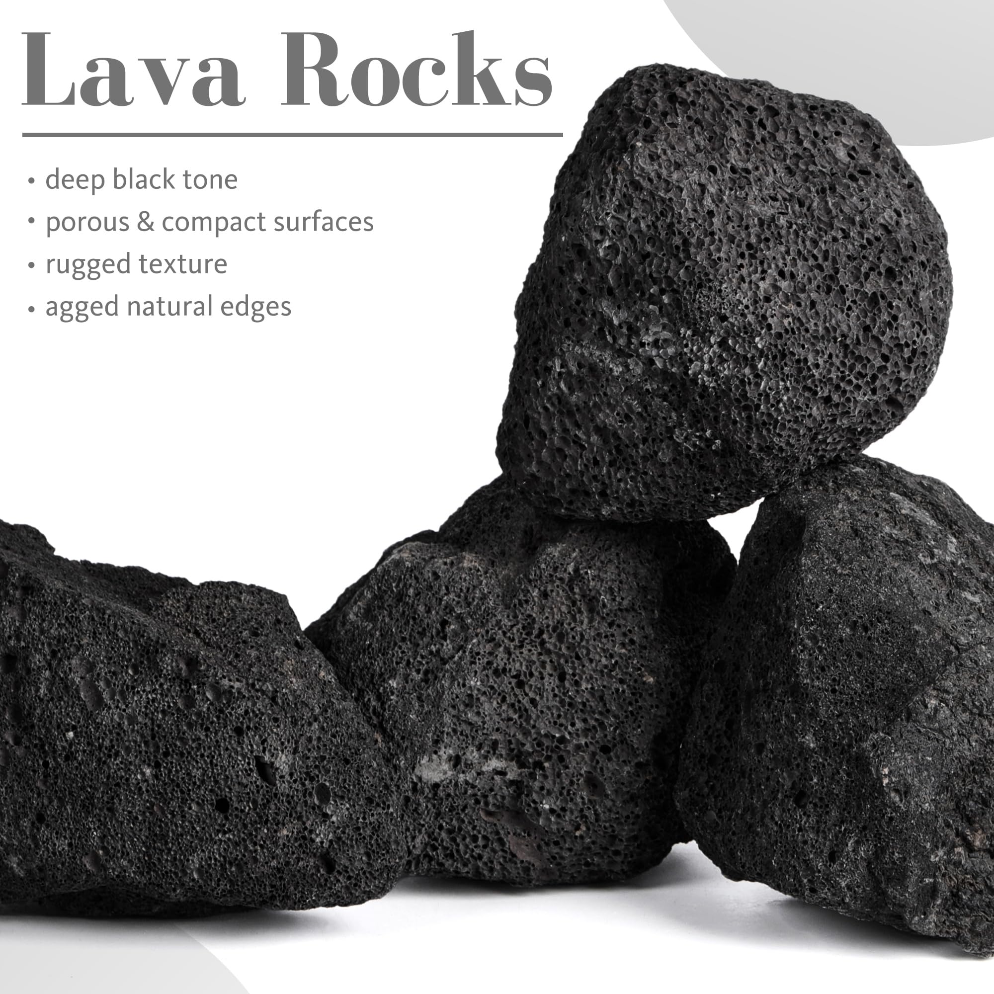 FISCAPE small black lava rock emphasizes rugged texture for aquascaping detail.