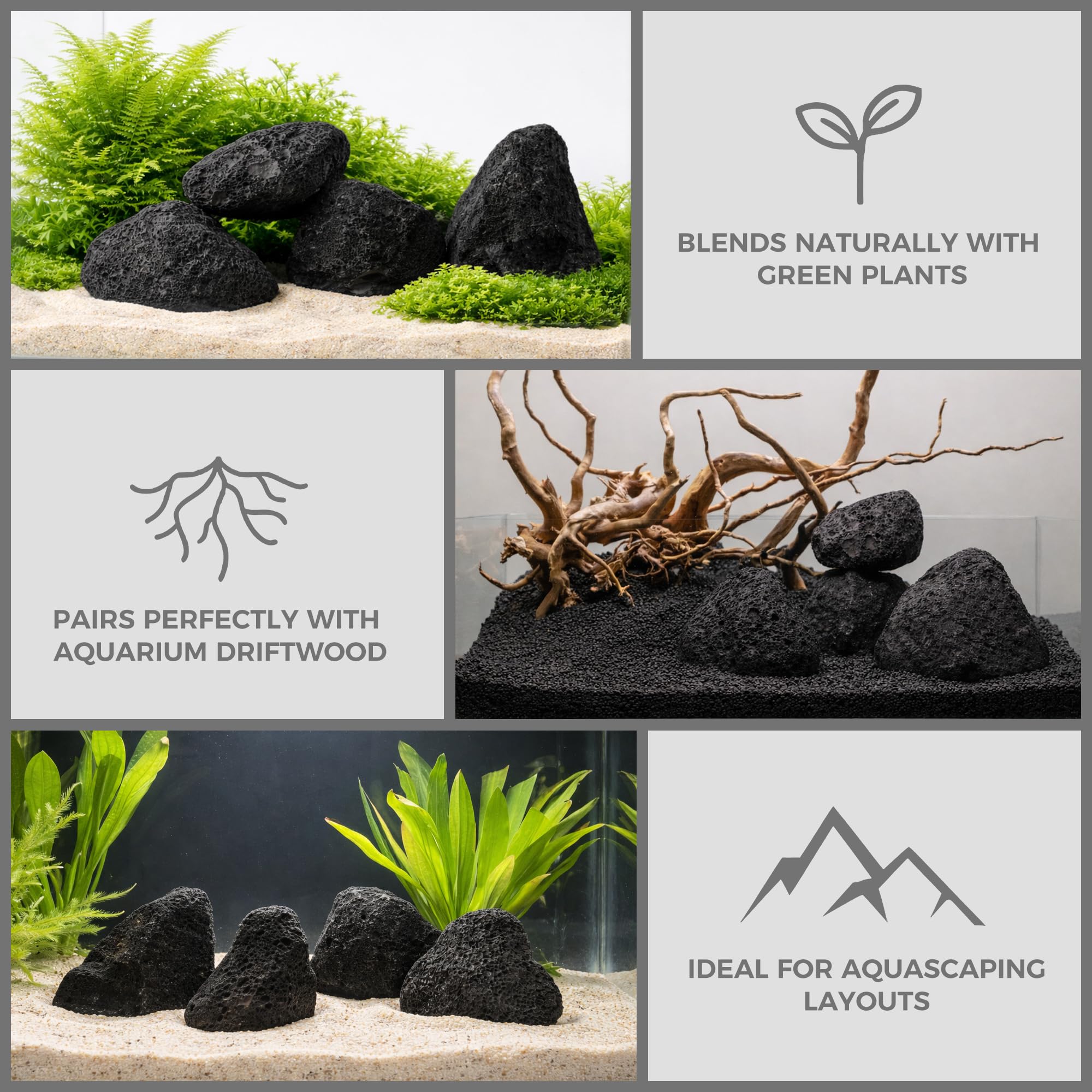 FISCAPE lava rock set suitable for reptile tanks provides stable decorative accents.