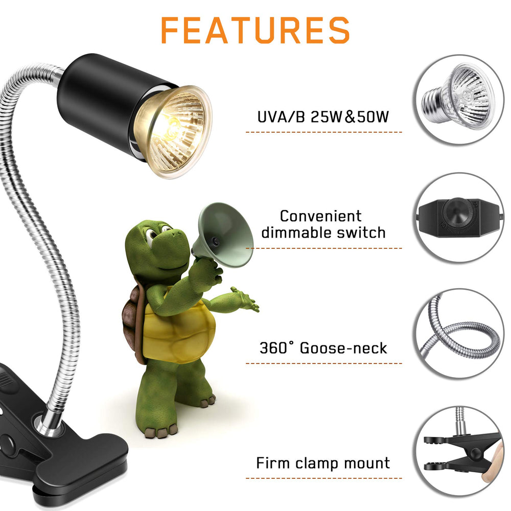 Fischuel Reptile Heat Lamp dimmable-switch offers precise heat and light levels.