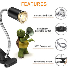 Fischuel Reptile Heat Lamp dimmable-switch offers precise heat and light levels.