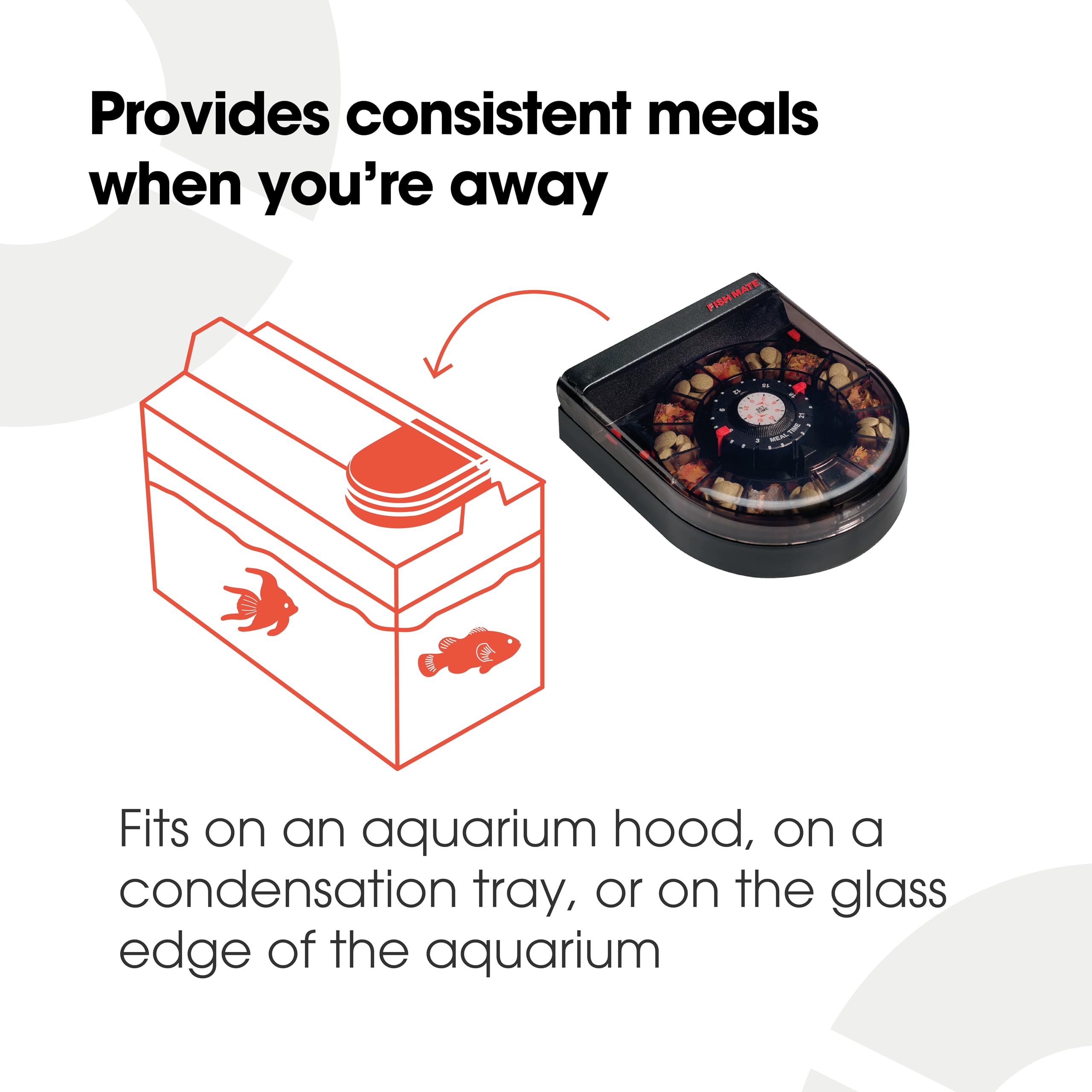 Fish Mate F14 portion-control illustrates gradual dispensing