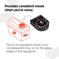 Fish Mate F14 portion-control illustrates gradual dispensing