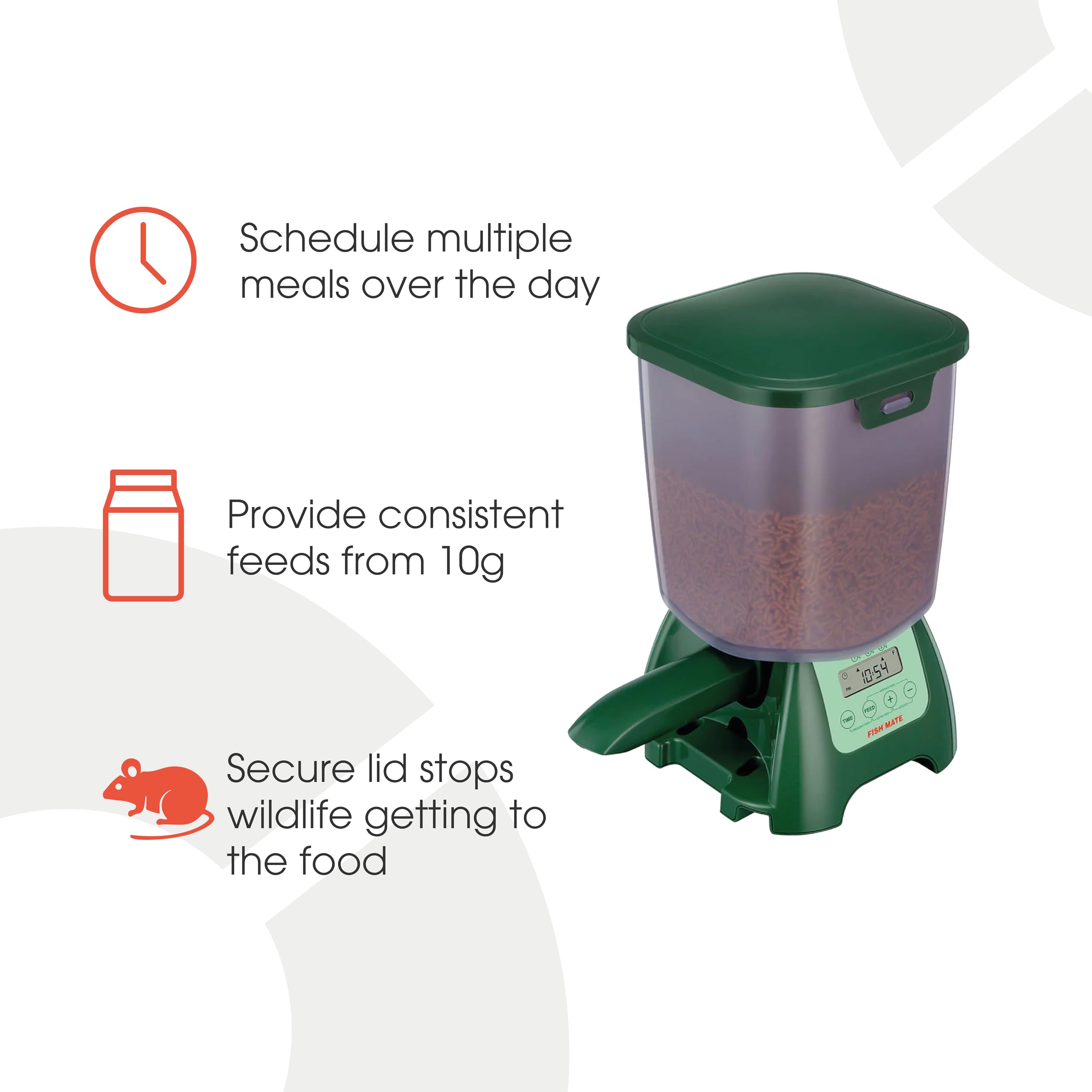 Fish Mate P7000 has 6.5 lb capacity to reduce refill frequency.