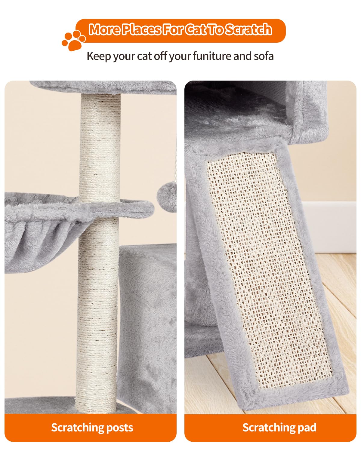 Fish&Nap cat tree with toy ball for engaging play and enrichment