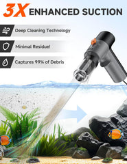 fishands 3-stage siphon system close-up with adjustable suction modes for precise cleaning.