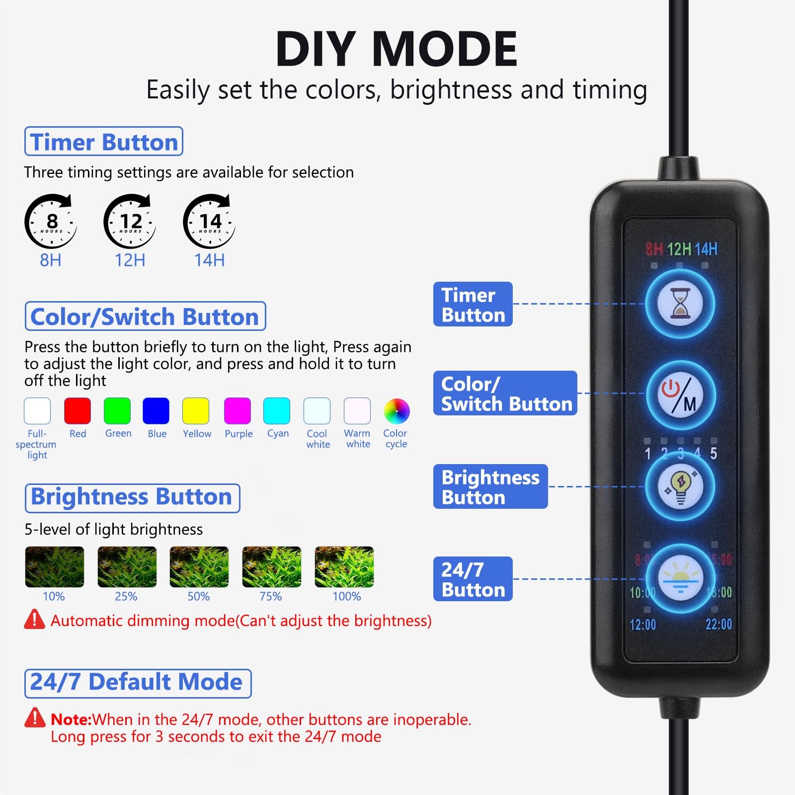 Fishkeeper 24/7 mode simulates day-night cycle for natural ambiance.