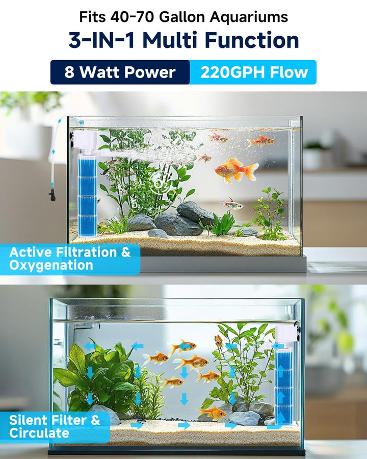 fishkeeper 4-in-1 filter inside filtration detail highlighting four-stage media