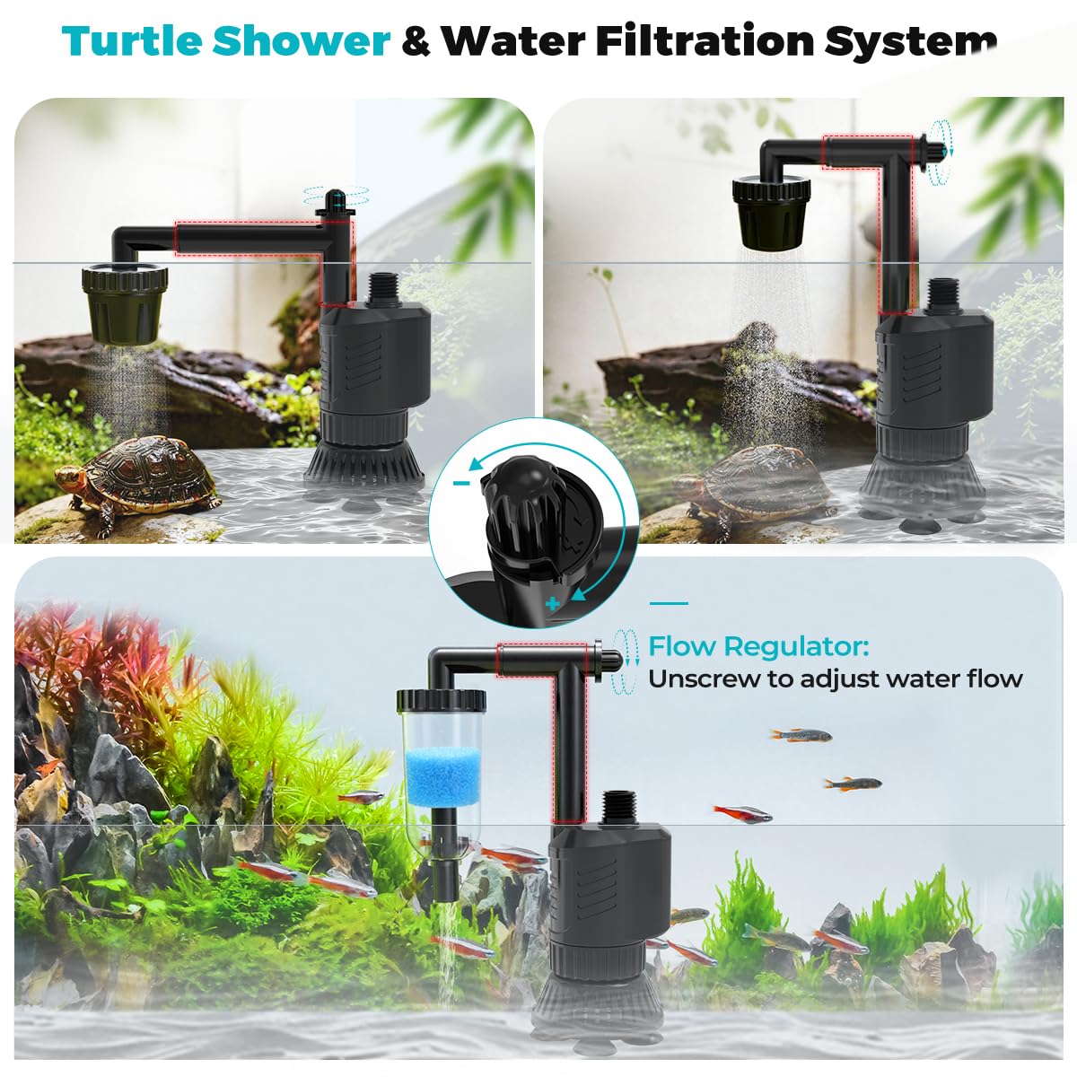 Fishkeeper adjustable-length tubes extend reach for tall tanks and hard-to-reach areas.