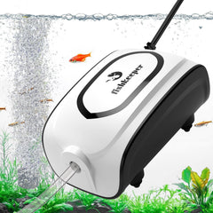 Fishkeeper aquarium air pump's compact design delivers steady airflow for up to 50 gallons.