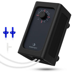 Fishkeeper aquarium air pump front view showing strong circulation for sizeable tanks.