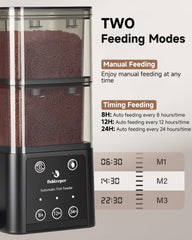 Fishkeeper automatic feeder three feeding sizes for precise portions.