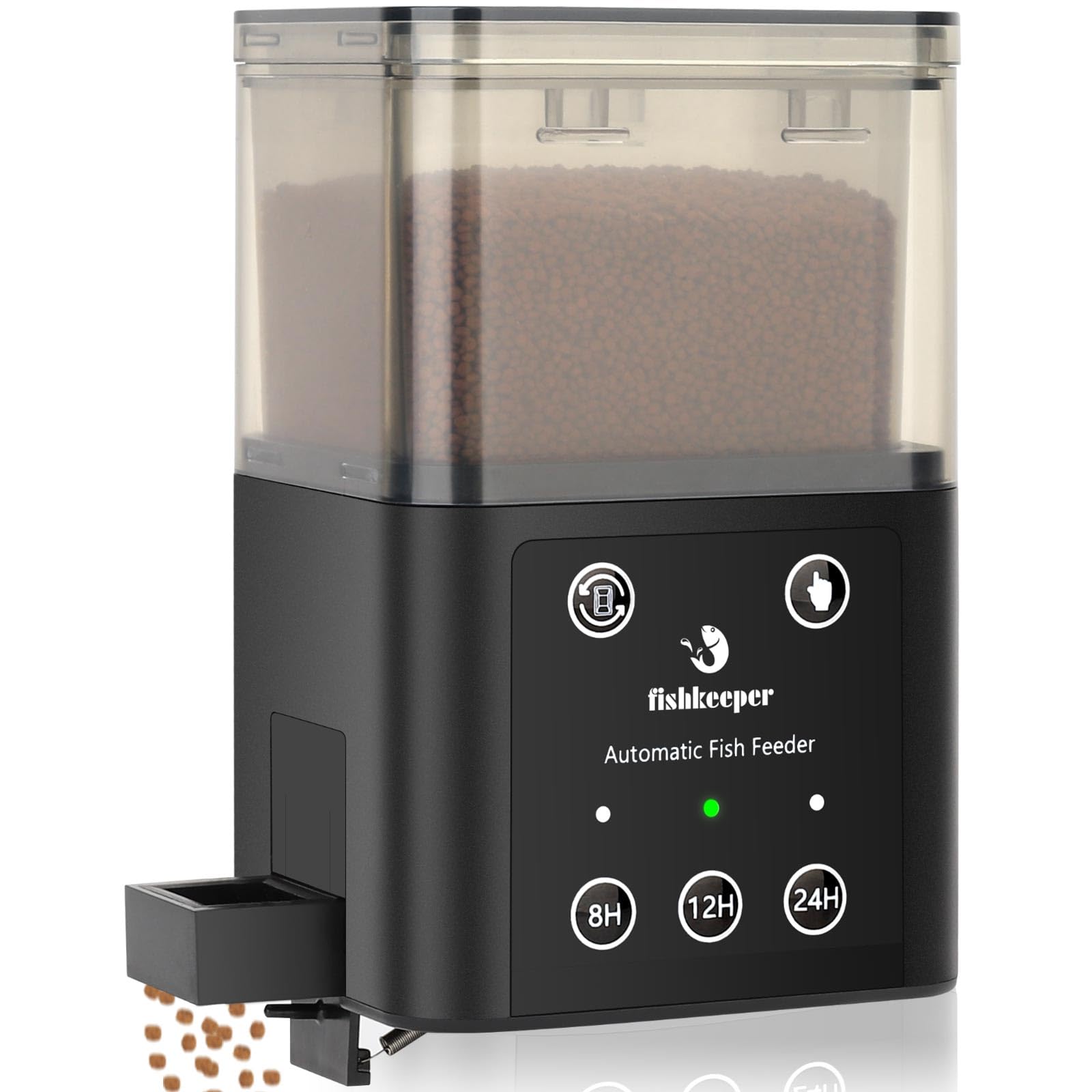 Fishkeeper automatic feeder 320ml capacity keeps fish fed for days even when away.