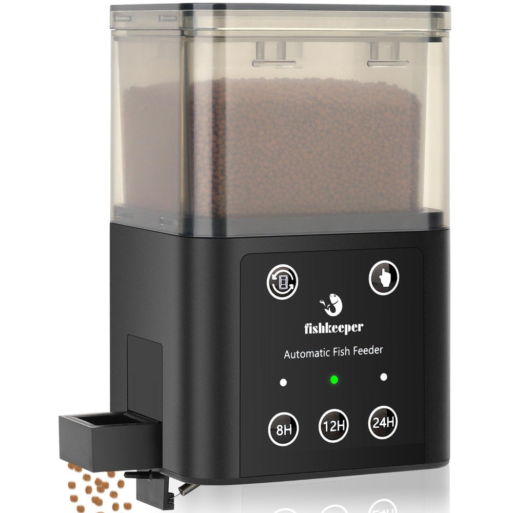 Fishkeeper automatic feeder 320ml capacity keeps fish fed for days even when away.
