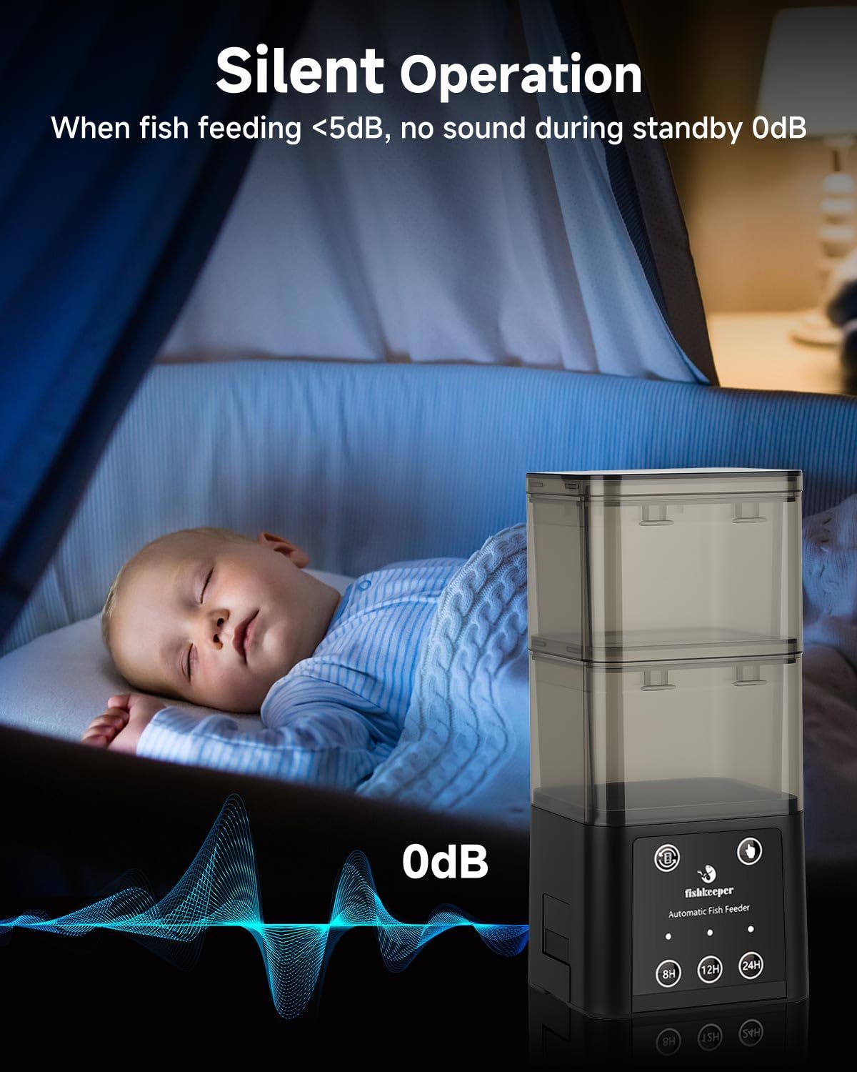 Fishkeeper automatic feeder moisture-proof design keeps feed dry and blockage-free.