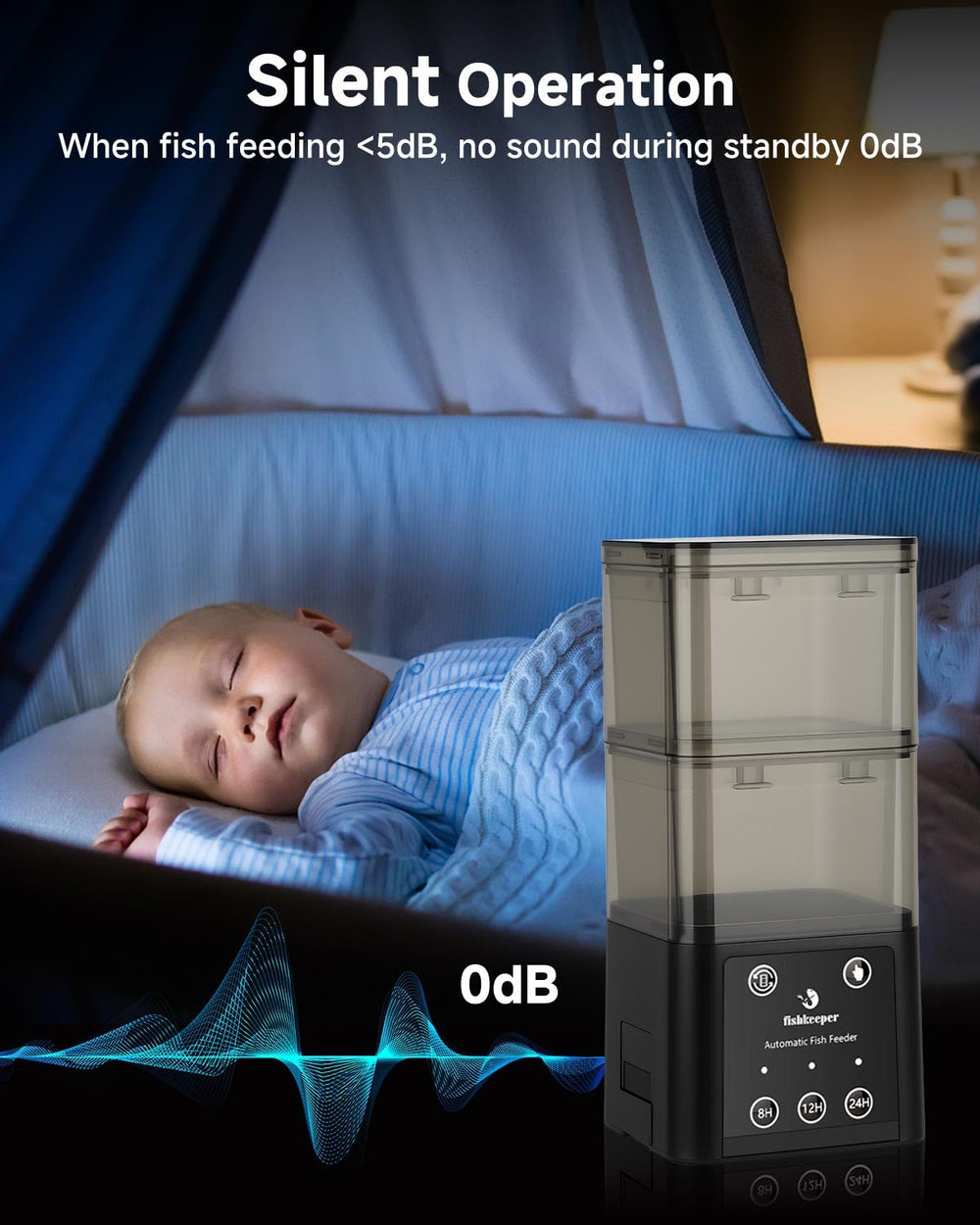 Fishkeeper automatic feeder moisture-proof design keeps feed dry and blockage-free.