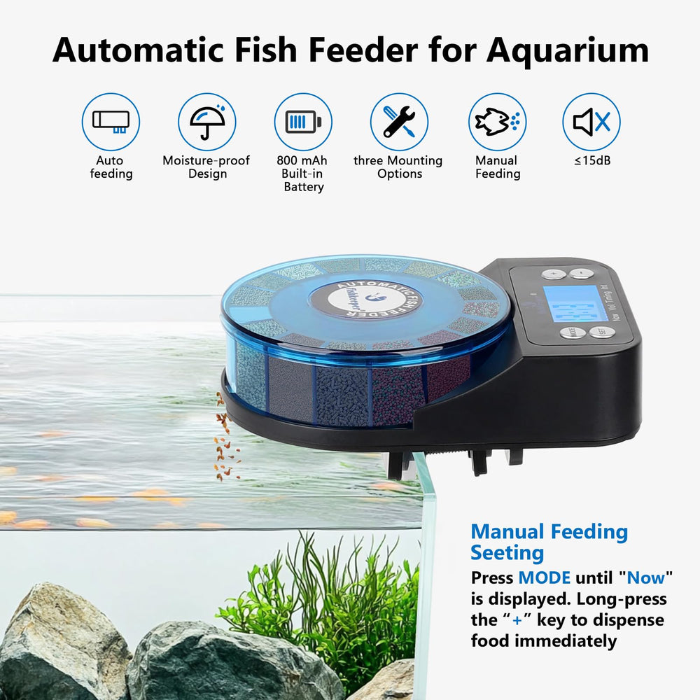 The moisture-proof lid keeps fishkeeper food fresh between feedings.