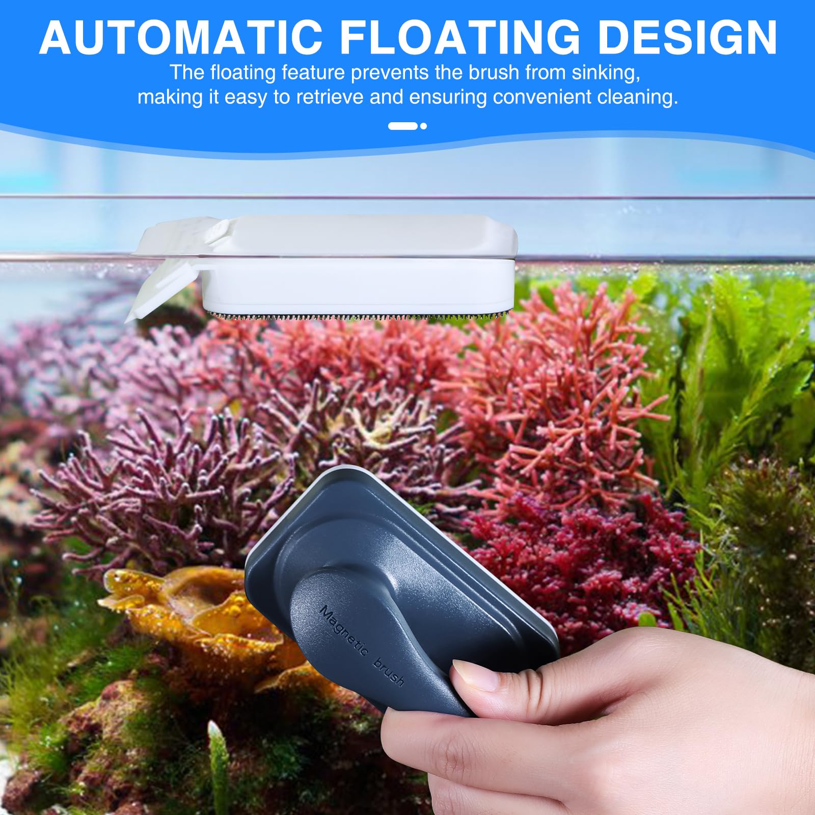 Fishkeeper automatic floating design keeps the head on the surface after cleaning.