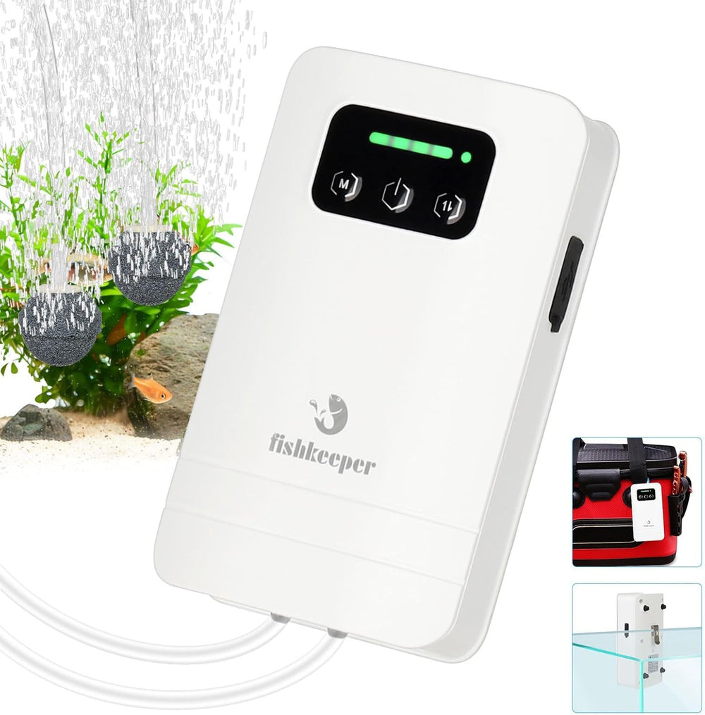 fishkeeper battery powered air pump front view for reliable aquarium aeration