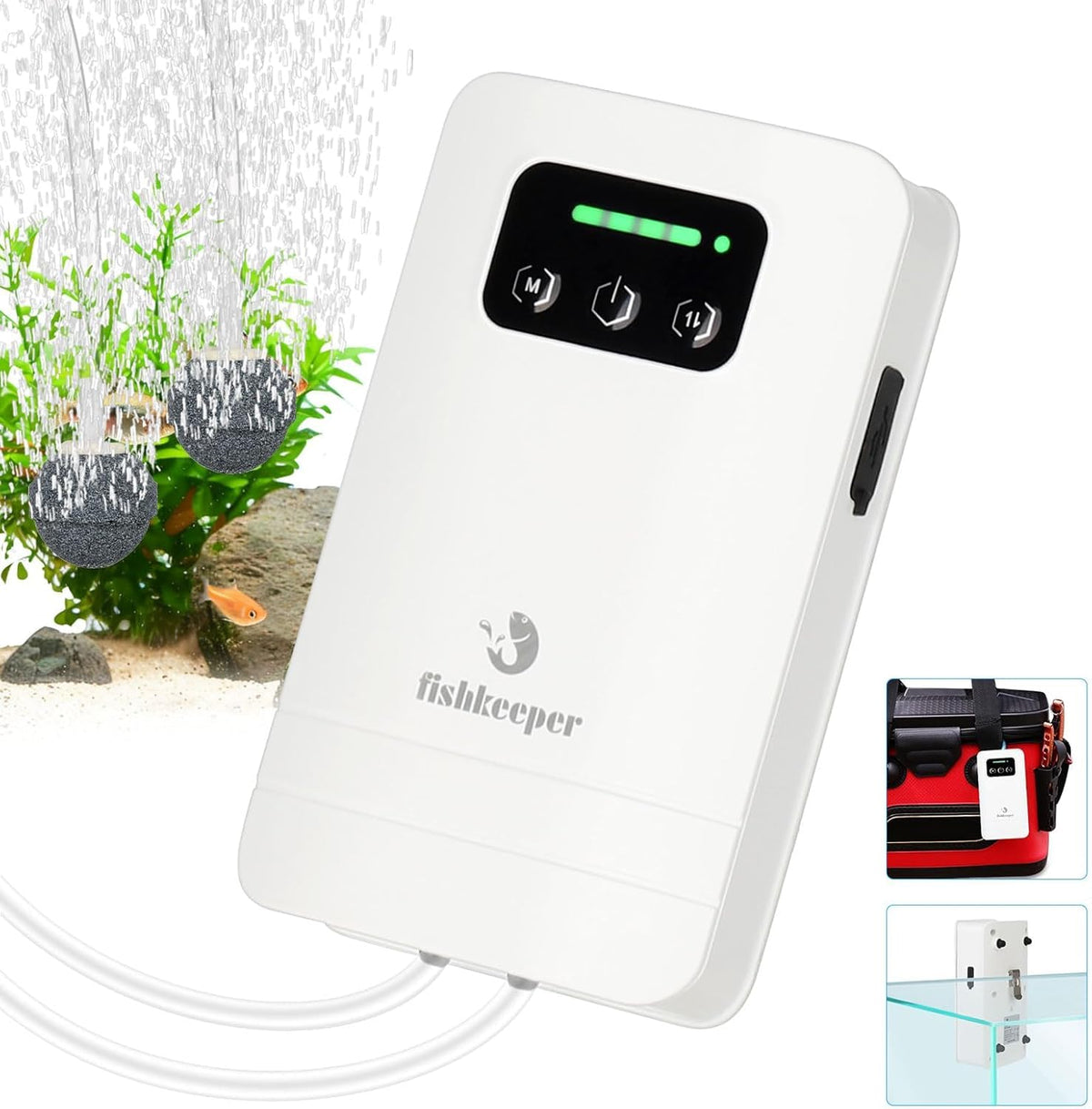 fishkeeper battery powered air pump front view for reliable aquarium aeration