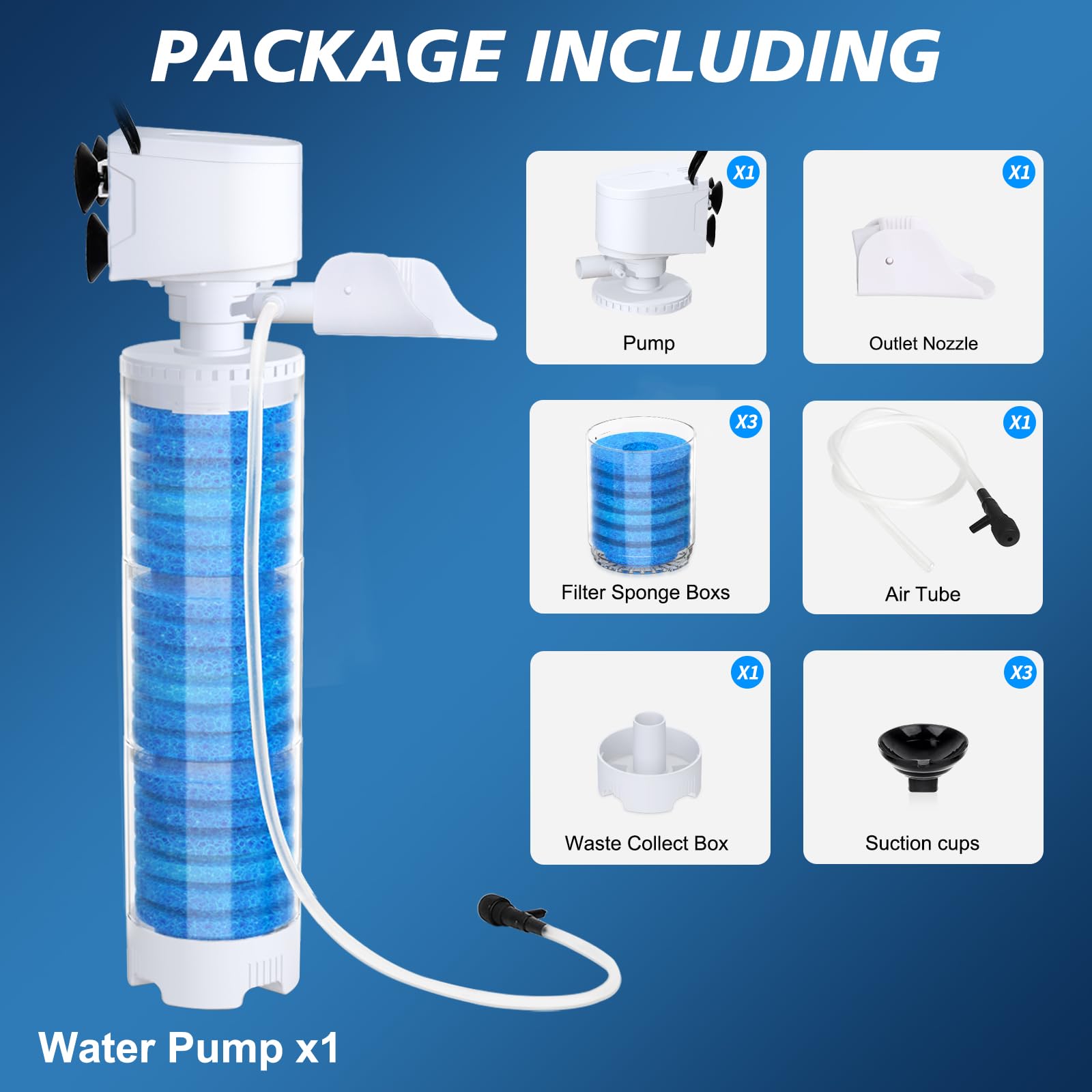 fishkeeper 8W pump with up to 220GPH for mid-size tanks