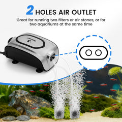 Fishkeeper copper motor provides stable, efficient pumping for reliable oxygenation.