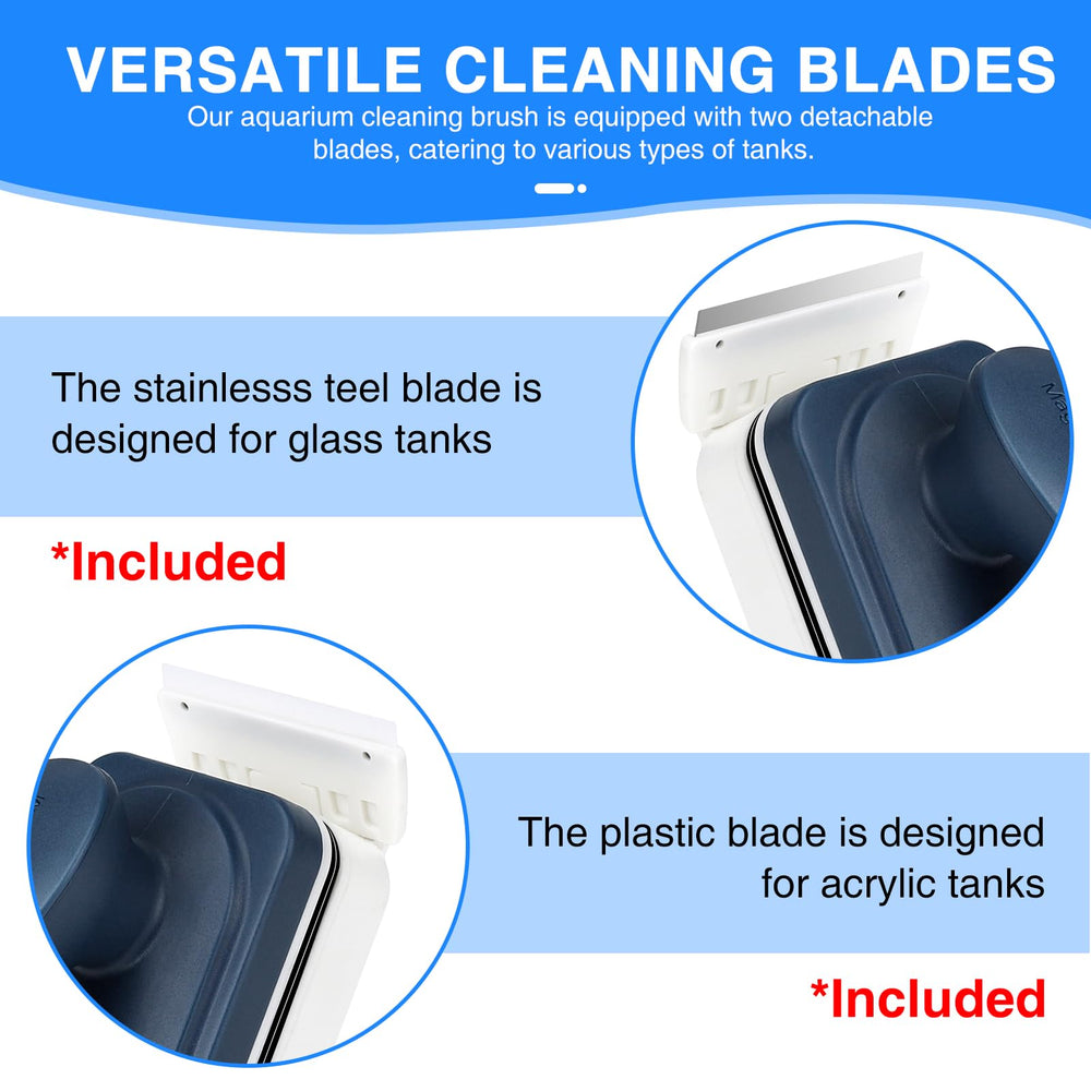 Fishkeeper detachable plastic blade for gentle acrylic surface cleaning.
