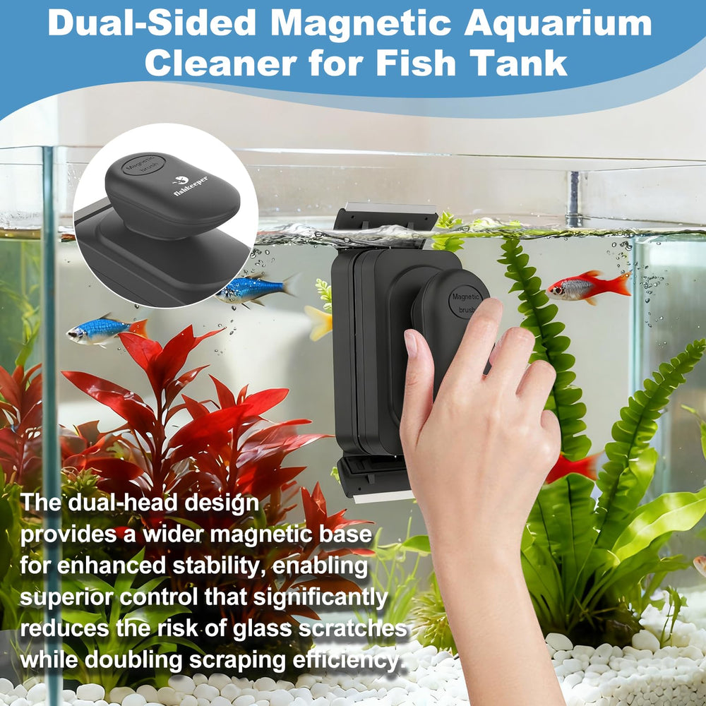 Fishkeeper dual-sided cleaning action cleans inside and outside for a crisp view.