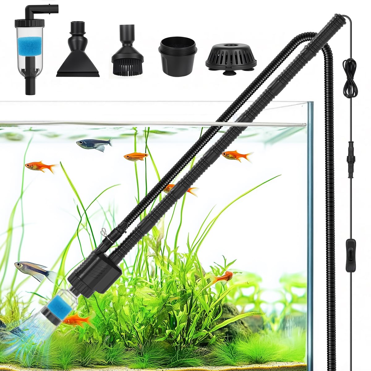 Fishkeeper electric gravel cleaner main unit with strong suction for quick water changes.