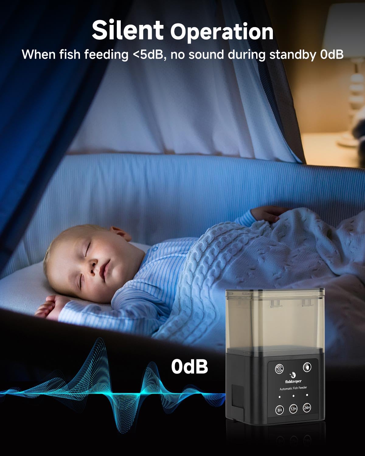 Fishkeeper feeder transparent tank lets you monitor food level.