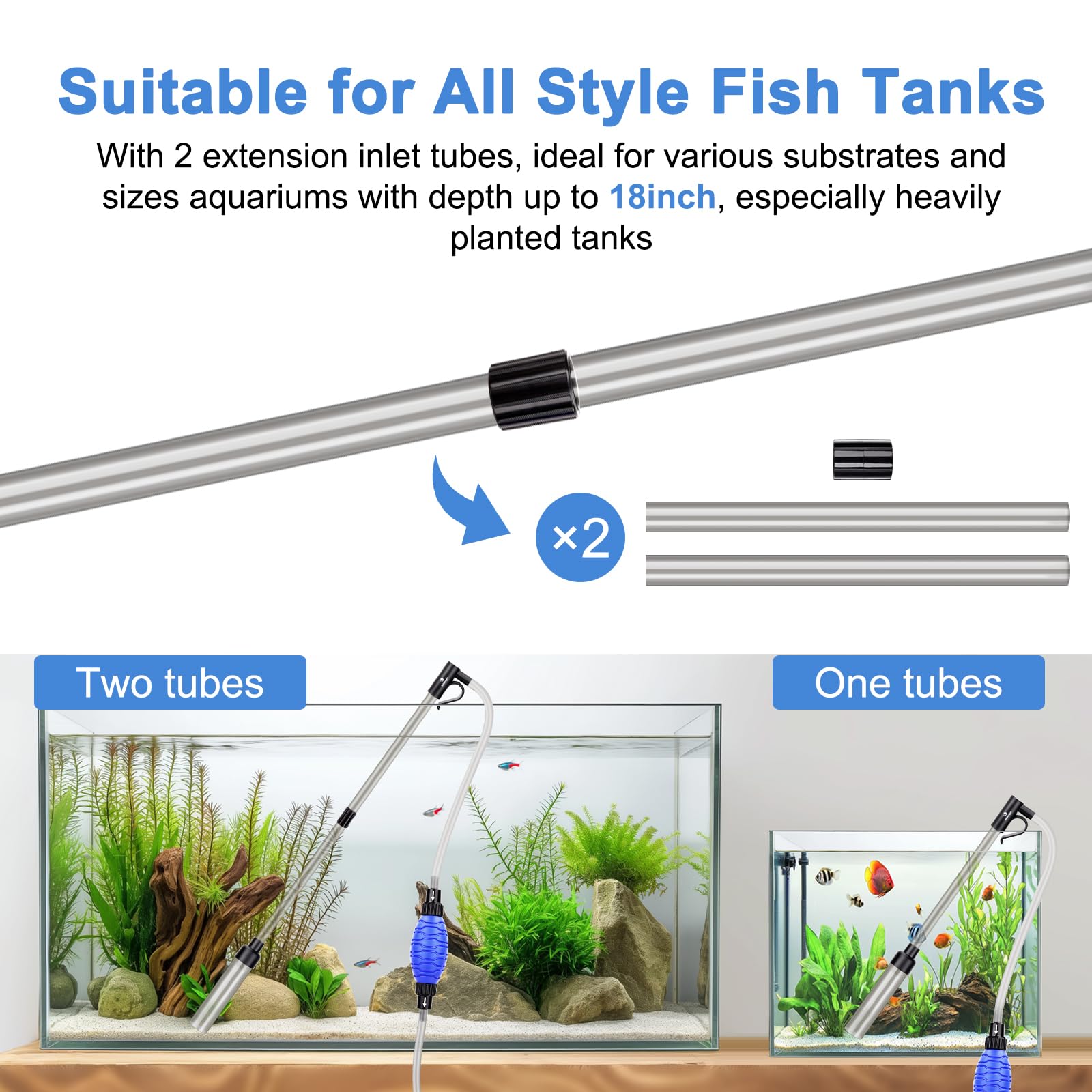 Fishkeeper glass wall cleaner head offers reach and streak-free glass cleaning.