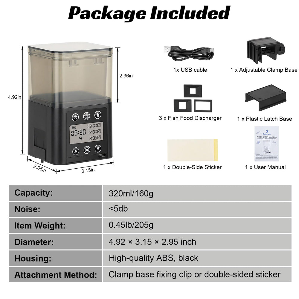 Fishkeeper moisture-proof design prevents moisture issues and keeps food dry.
