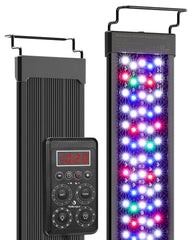 The Fishkeeper Smart LED Aquarium Light main shot shows vibrant colors for a lively tank.