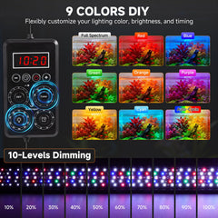 Fishkeeper color options showcase nine hues for customized ambiance.