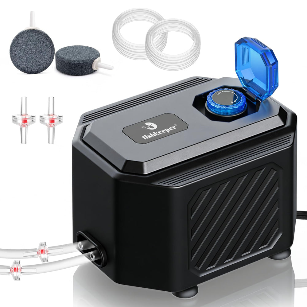 fishkeeper strong aquarium air pump with dual outlets for multi-tank aeration