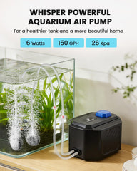 fishkeeper ultra-quiet air pump top view delivering peaceful operation
