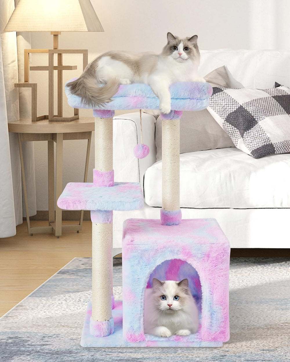 FISH&NAP cat tree natural sisal posts offer satisfying scratching.