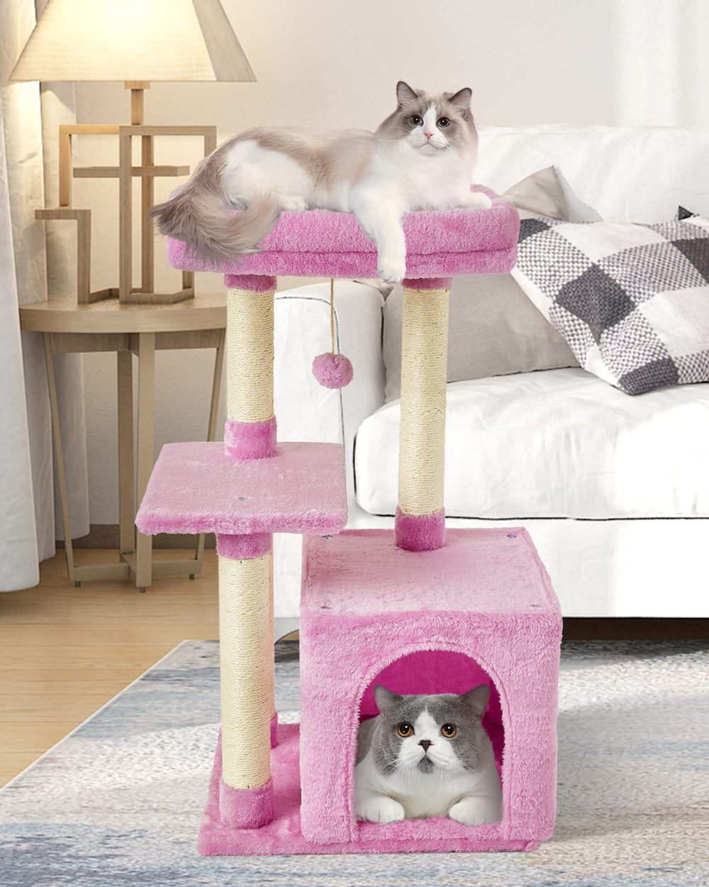 FISH&NAP cat tree spacious platform highlights elevated vantage and exploration.
