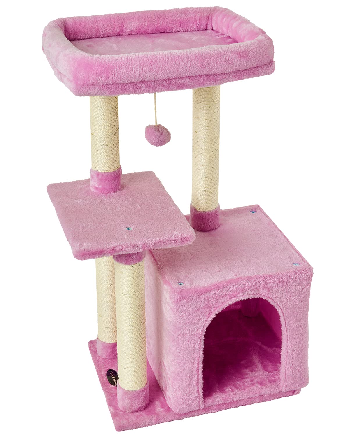 FISH&NAP cute cat tree pink base for indoor lounging and safe cat play.
