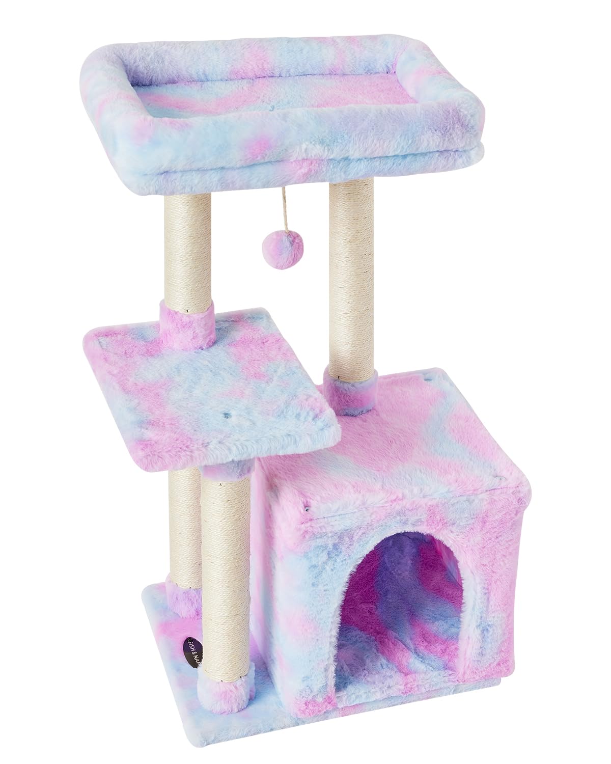 FISH&NAP cat tree rainbow exterior blends with home decor and indoor use.