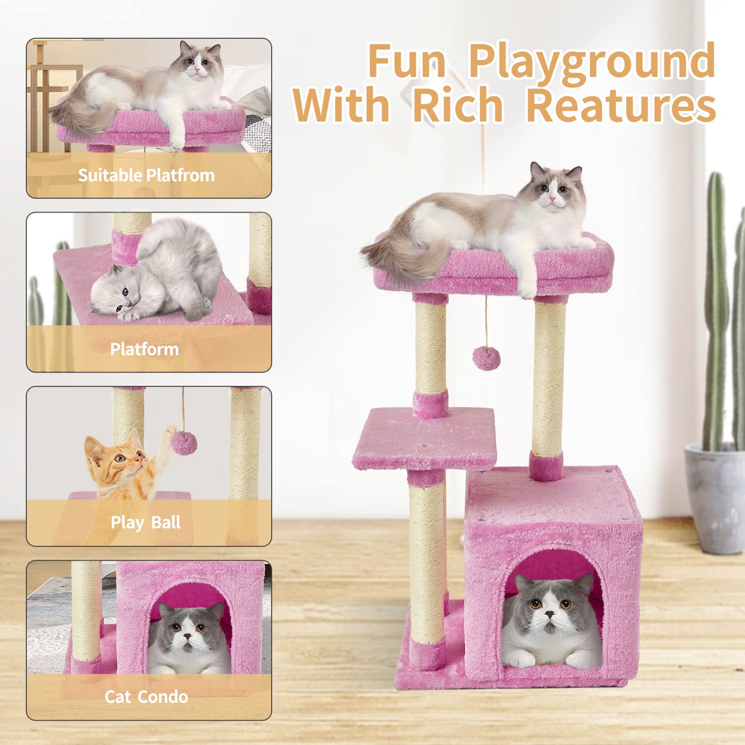 FISH&NAP sisal scratching post promotes healthy claws and playful scratching.