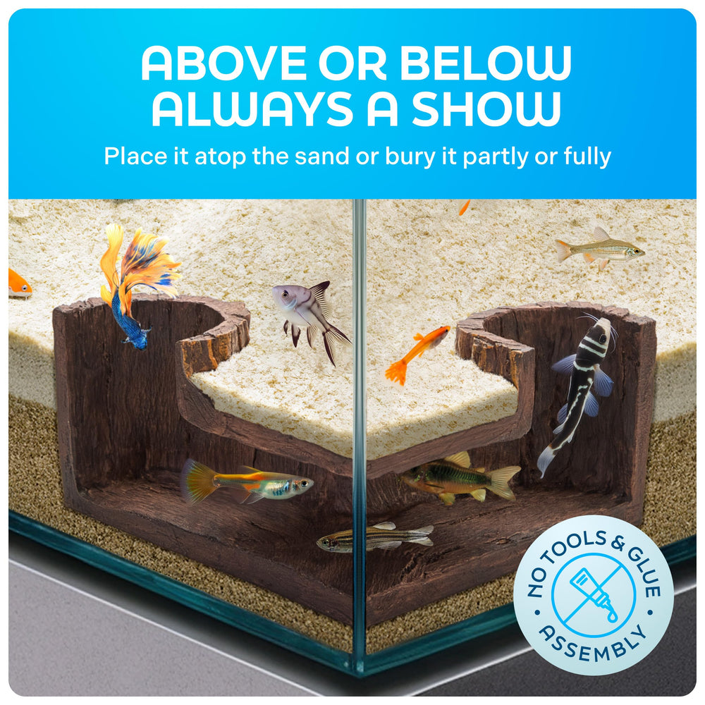 FISHNOSH Aquarium Cave underwater scene showcases a calm, inviting retreat