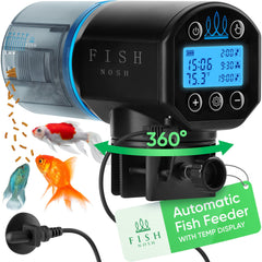 FISHNOSH automatic feeder front view showing compact design for easy placement and daily portions
