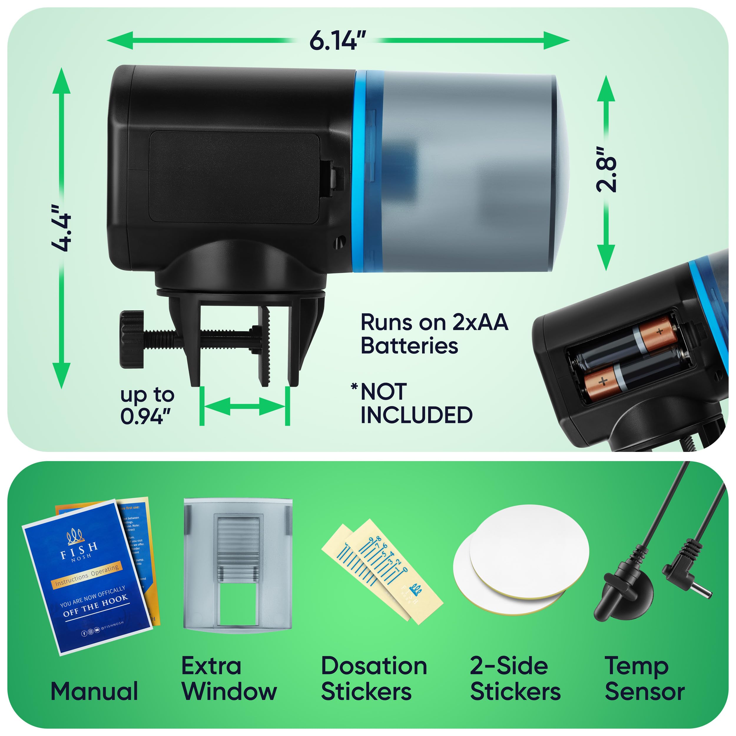 FISHNOSH feeder in a tank setup illustrating compatibility with various aquarium sizes