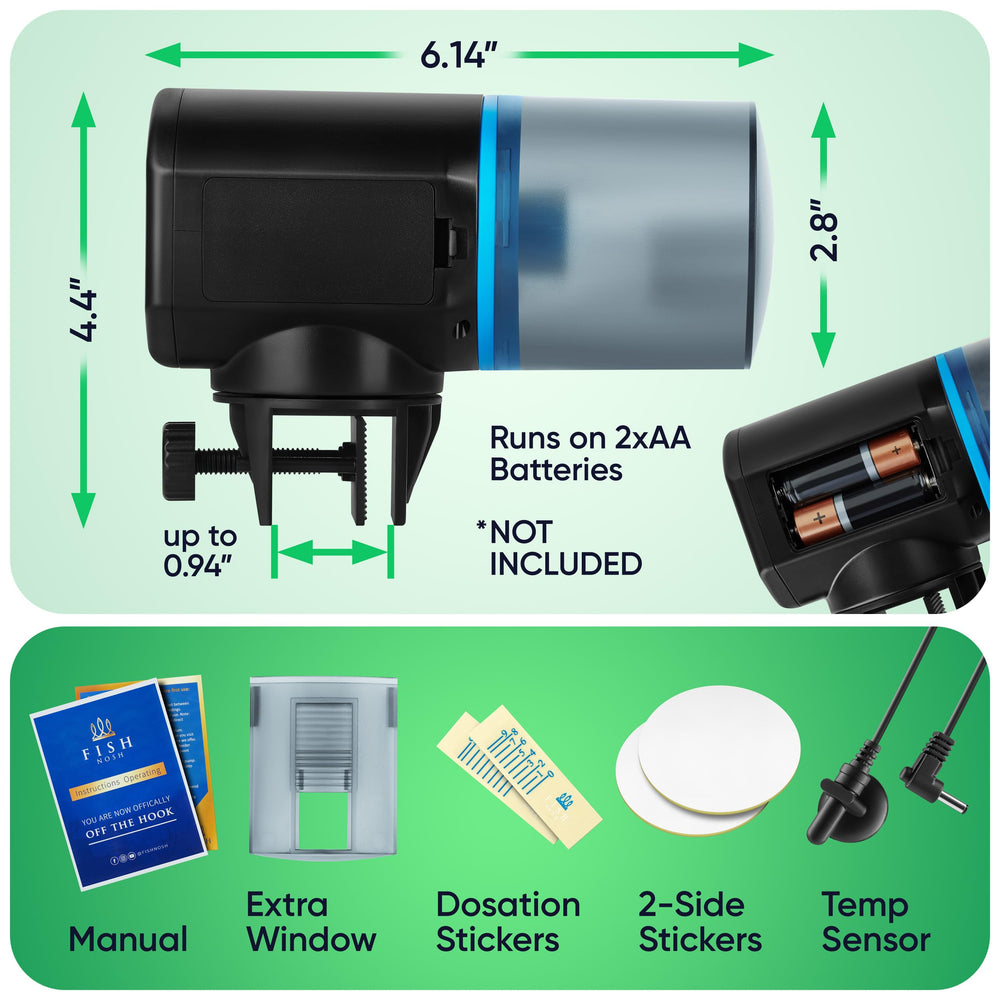 FISHNOSH feeder in a tank setup illustrating compatibility with various aquarium sizes