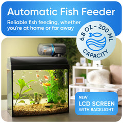 FishNosh automatic feeder timer display, precise schedules