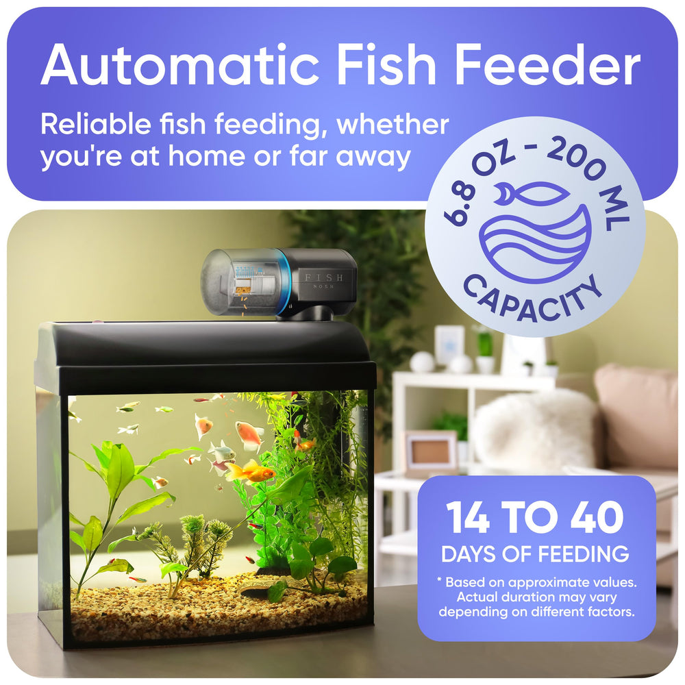 Fishnosh programmable feeding schedule demonstrates up to three daily feedings