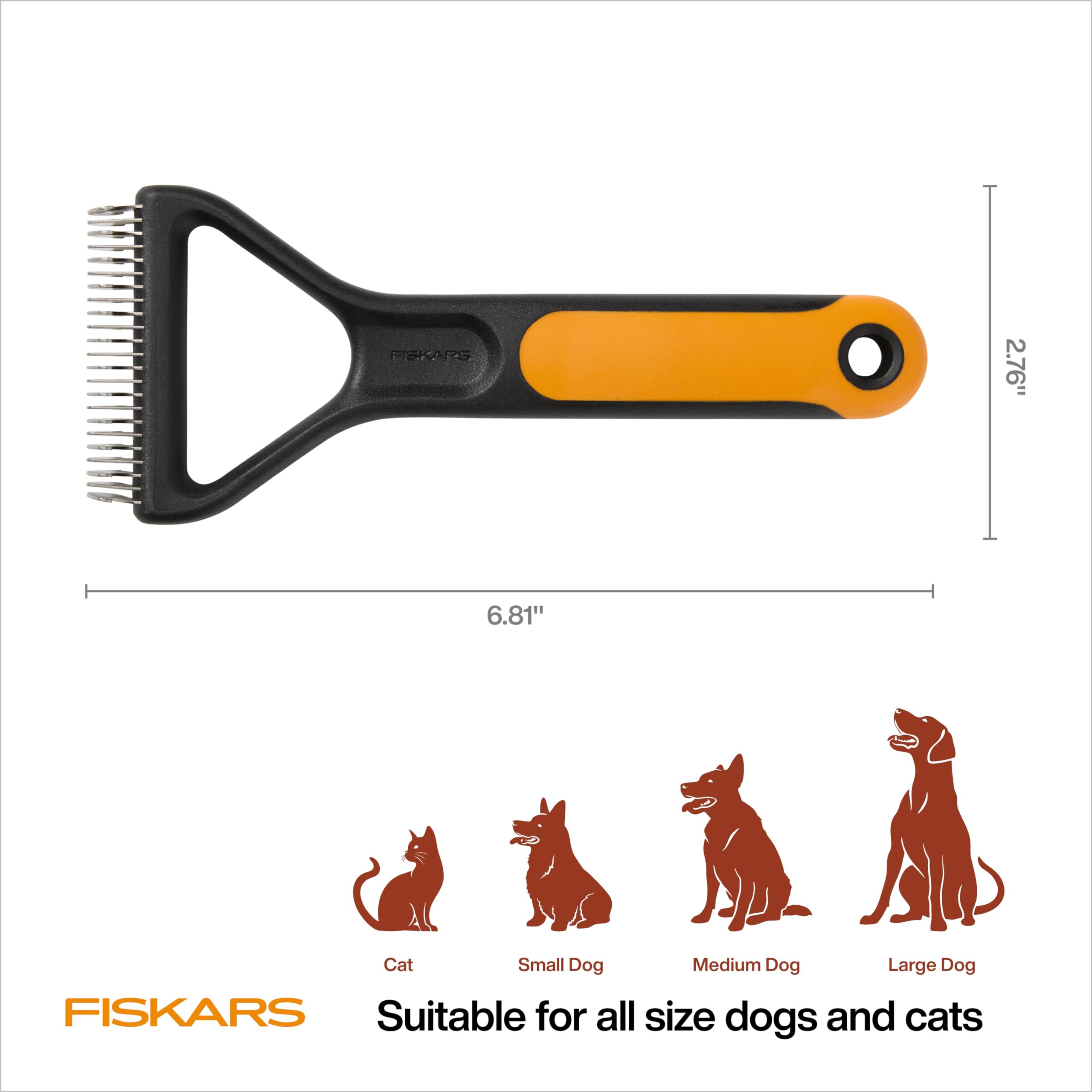 Fiskars dematting tool working on a medium dog for shedding.