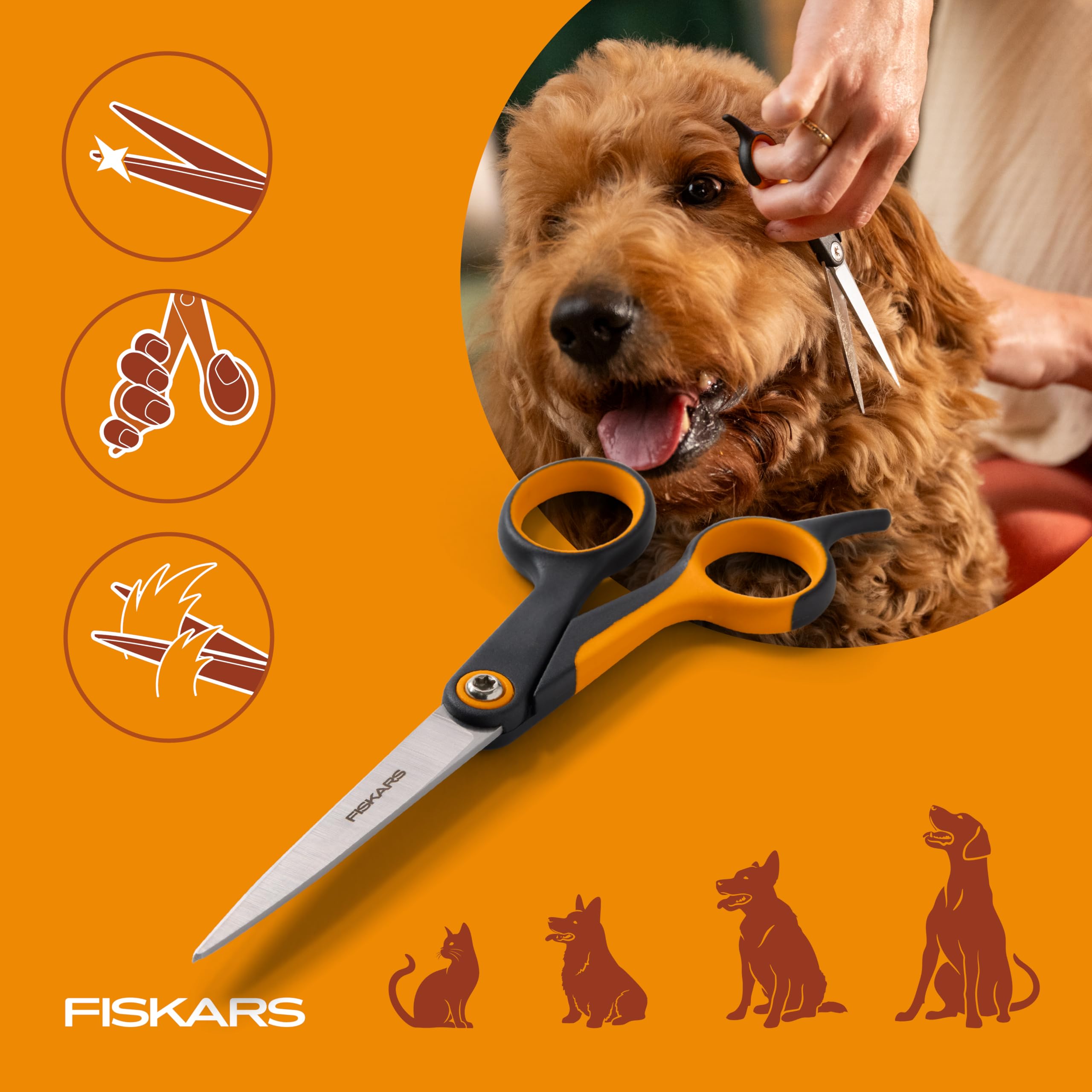 Compact 6.75-inch Fiskars tool for home or professional pet care.