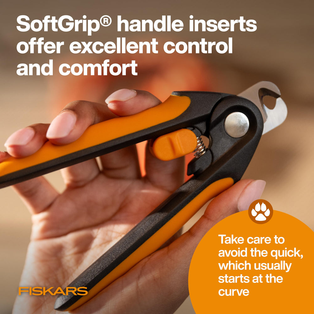 Fiskars Pet Large Nail Clippers Spring-action eases opening after each cut.
