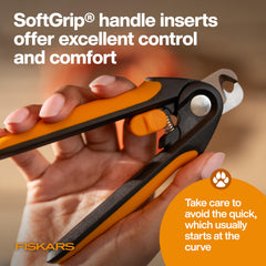 Fiskars Pet Large Nail Clippers Spring-action eases opening after each cut.